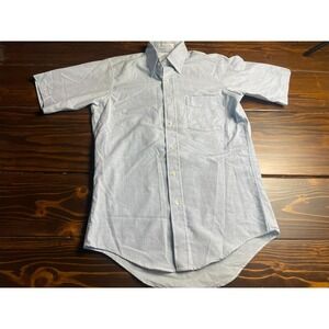 Eagle Crest Shirt, Men's Size 15, Blue, Vintage, Short Sleeve, Button Up